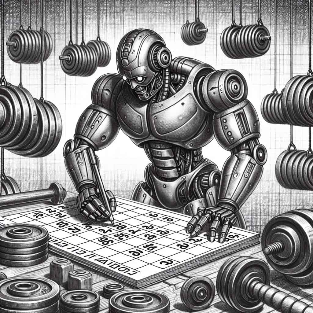 A robot planning its next workouts on a calendar